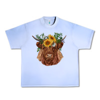 Grape Ice highland cow with sunflowers Urban Heavy Tee - RanaPortraitStore