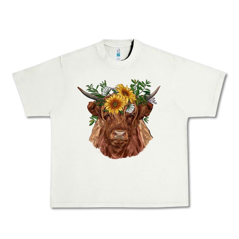 Highland Cow With Sunflowers Urban Heavy Tee by RanaPortraitStore | Teevron