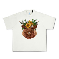 Pistachio highland cow with sunflowers Urban Heavy Tee - RanaPortraitStore