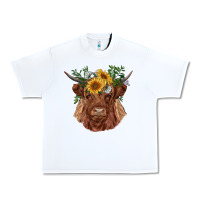 White highland cow with sunflowers Urban Heavy Tee - RanaPortraitStore