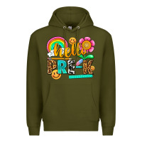 Army Green hello pre k Premium Hoodie - NancyCooperArtShop