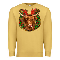 Antique Gold christmas highland cow mistletoe Christmas Premium Sweatshirt - Jasminsmagicworld