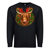 Black christmas highland cow mistletoe Christmas Premium Sweatshirt - Jasminsmagicworld