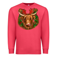 Cardinal christmas highland cow mistletoe Christmas Premium Sweatshirt - Jasminsmagicworld