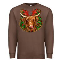 Chestnut christmas highland cow mistletoe Christmas Premium Sweatshirt - Jasminsmagicworld