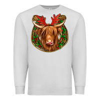 Dove Grey christmas highland cow mistletoe Christmas Premium Sweatshirt - Jasminsmagicworld