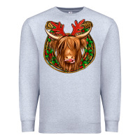 Heather Grey christmas highland cow mistletoe Christmas Premium Sweatshirt - Jasminsmagicworld