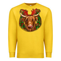 Lemon christmas highland cow mistletoe Christmas Premium Sweatshirt - Jasminsmagicworld