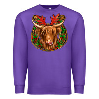 Purple christmas highland cow mistletoe Christmas Premium Sweatshirt - Jasminsmagicworld