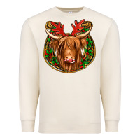 Sandshell christmas highland cow mistletoe Christmas Premium Sweatshirt - Jasminsmagicworld