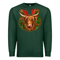 Sports Green christmas highland cow mistletoe Christmas Premium Sweatshirt - Jasminsmagicworld