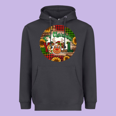 It's Christmas Y'all Reindeer Christmas Heavyweight Hoodie Designed By Jasminsmagicworld