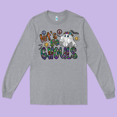 Let's Go Ghouls Long Sleeve Tee Designed By Cowhidedigitalart