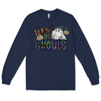 Navy let's go ghouls Long Sleeve Tee - CowhideDigitalArt