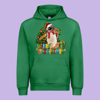 Merry Christmas Penguin Urban Hoodie Designed By Lillyallendesigns