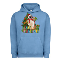 Pigment Pebble Blue Merry Christmas Penguin Urban Hoodie - LillyAllenDesigns