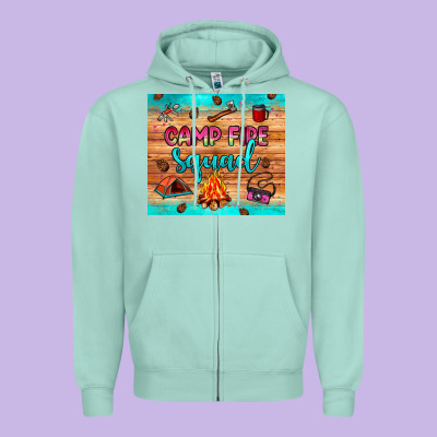 Camp Fire Squad Zipper Hoodie Designed By Jahusdesignshop
