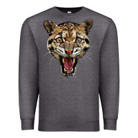 Charcoal Heather ocelot head Premium Sweatshirt - LillyAllenDesigns