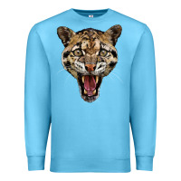 Ocean Blue ocelot head Premium Sweatshirt - LillyAllenDesigns
