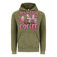 Vintage Olive my sleigh runs on coffee Vintage Hoodie - MaliasSmallBusiness