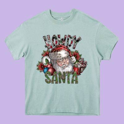 Howdy Santa Heavy Core Tee Designed By Sublimationcraftshop
