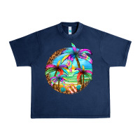 Navy summer colorful palms Urban Heavy Tee - texasbilliewilder