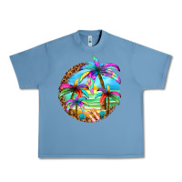 Pebble Blue summer colorful palms Urban Heavy Tee - texasbilliewilder