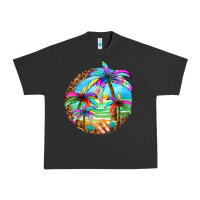 Pigment Black summer colorful palms Urban Heavy Tee - texasbilliewilder