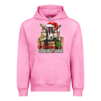 Fuchsia Pink Merry Christmas Alpine Goat Urban Hoodie - LillyAllenDesigns