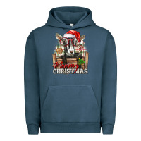 Pigment Midnight Navy Merry Christmas Alpine Goat Urban Hoodie - LillyAllenDesigns