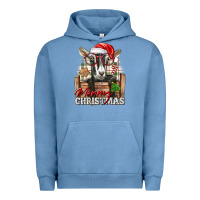 Pigment Pebble Blue Merry Christmas Alpine Goat Urban Hoodie - LillyAllenDesigns