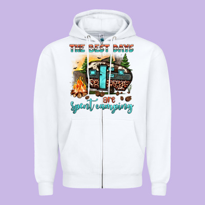 The Best Days Are Spent Camping Zipper Hoodie Designed By Jahusdesignshop