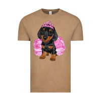 Vintage Coffee Balerina Dachshund With Tutu Vintage Tee - RanaPortraitStore