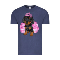 Vintage Denim Balerina Dachshund With Tutu Vintage Tee - RanaPortraitStore