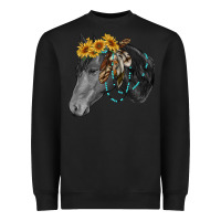 Black black and white western horse Heavyweight Sweatshirt - RanaPortraitStore