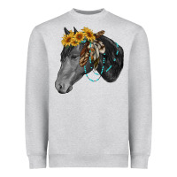Heather Grey black and white western horse Heavyweight Sweatshirt - RanaPortraitStore