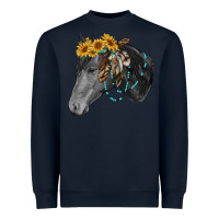 Navy black and white western horse Heavyweight Sweatshirt - RanaPortraitStore