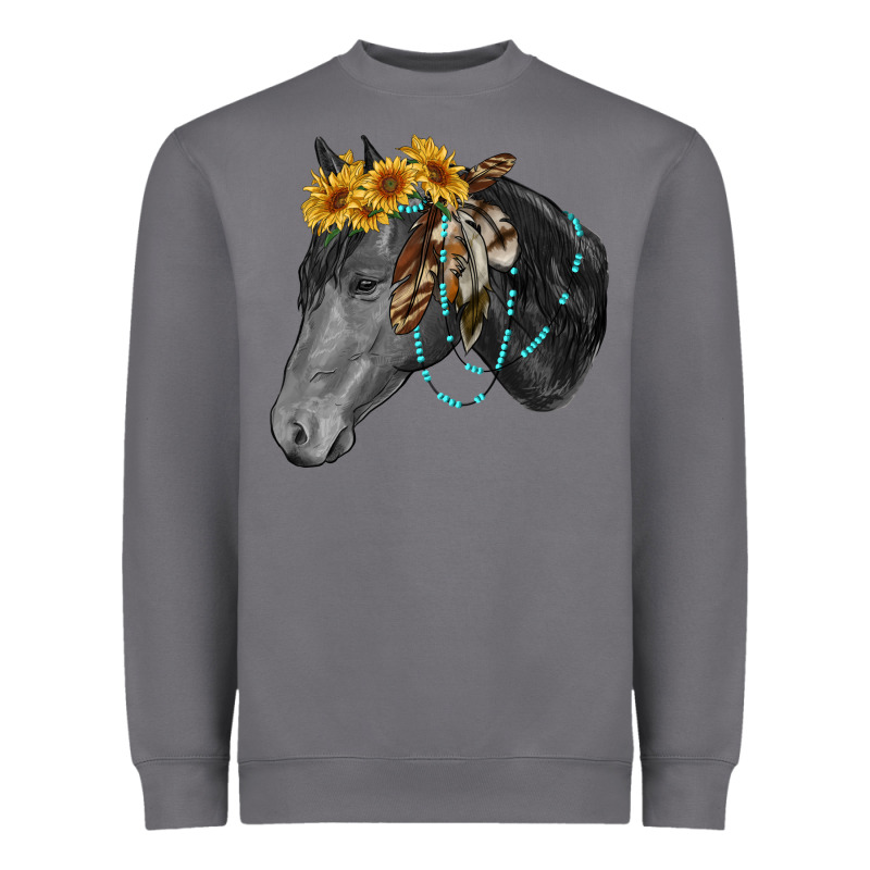 Black And White Western Horse Heavyweight Sweatshirt by RanaPortraitStore | Teevron