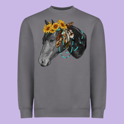 Heavyweight Sweatshirt black and white western horse