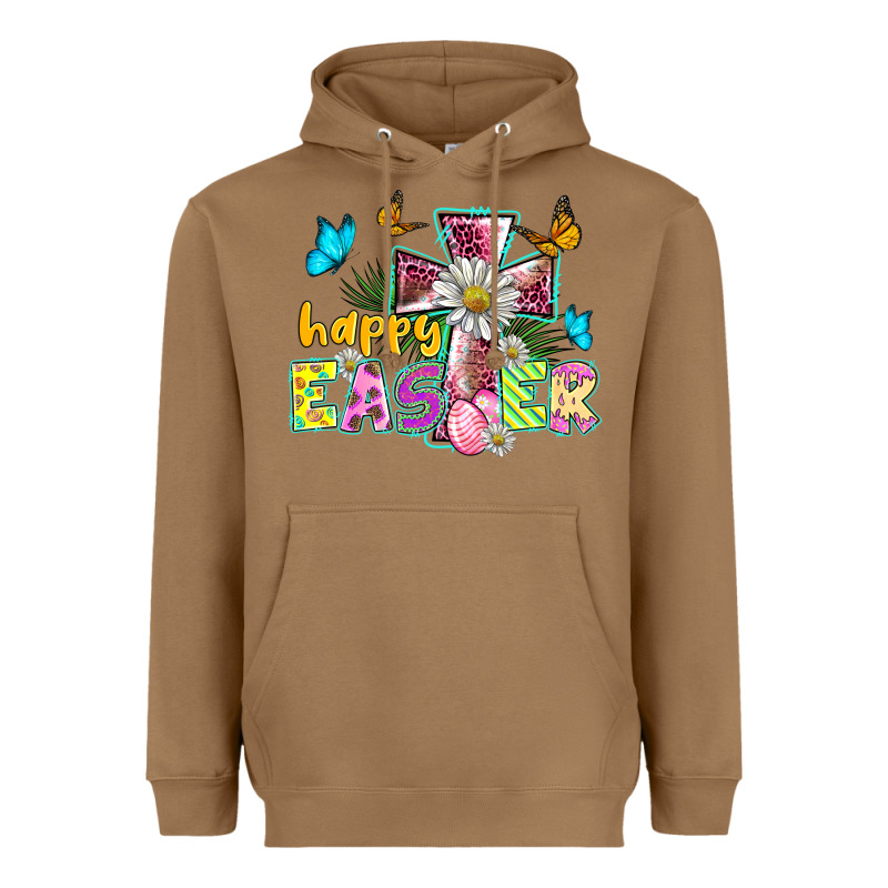 Happy Easter Cross Heavyweight Hoodie by BarkalooDesign | Teevron