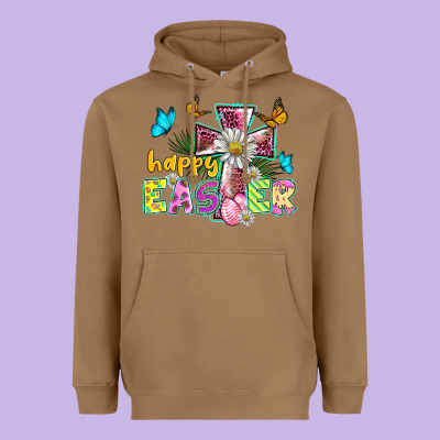 Happy Easter Cross Heavyweight Hoodie Designed By Barkaloodesign