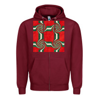 Burgundy retro christmas seamless pattern Zipper Hoodie - BundleAndBundleShop