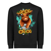 Black baby cow in a bucket Heavyweight Sweatshirt - RanaPortraitStore