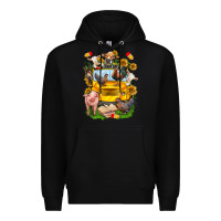 Black farm animals with school bus Premium Hoodie - NancyCooperArtShop
