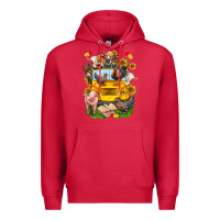 Cardinal farm animals with school bus Premium Hoodie - NancyCooperArtShop