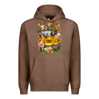 Chestnut farm animals with school bus Premium Hoodie - NancyCooperArtShop