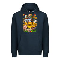 Navy farm animals with school bus Premium Hoodie - NancyCooperArtShop
