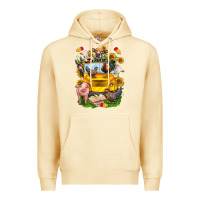 Pina Colada farm animals with school bus Premium Hoodie - NancyCooperArtShop