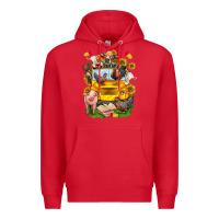 Red farm animals with school bus Premium Hoodie - NancyCooperArtShop