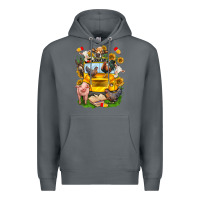 Rock farm animals with school bus Premium Hoodie - NancyCooperArtShop